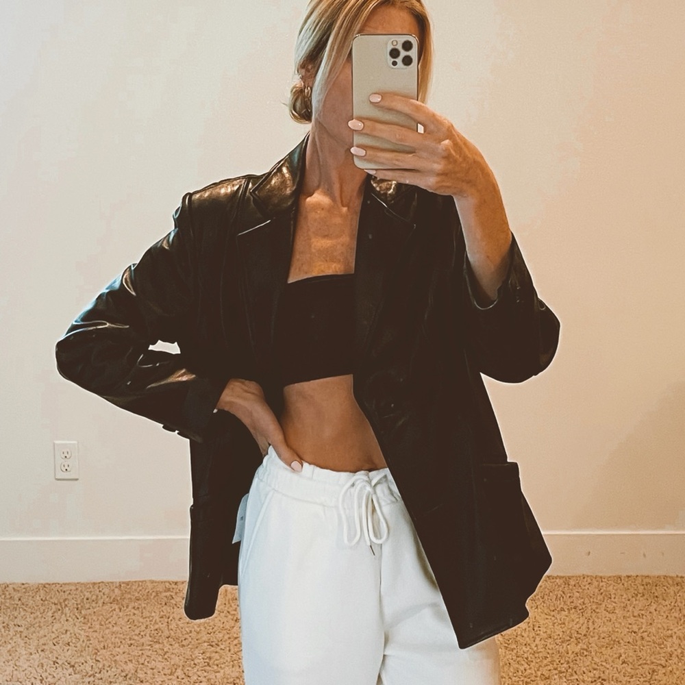 Black leather jacket blazer